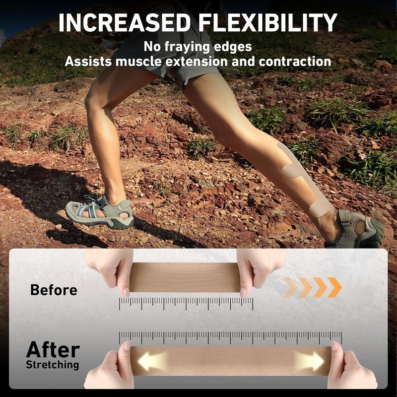 KTQUICK Store Kinesiology Tape for Achilles Tendon, 12 Count Achilles Tendon Tape Precut, Original Cotton Waterproof&Breathable, Enhance Elastic Kinesiology Athletic Tape for Achilles&Muscle Support(Beige) - Image 3